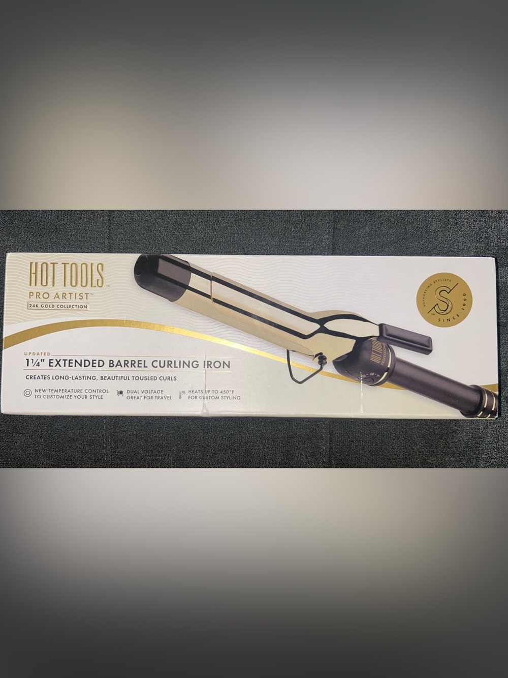 Hot Tools Pro Artist 24K Gold Collection Extended Barrel Curling Iron. 1.25” NEW